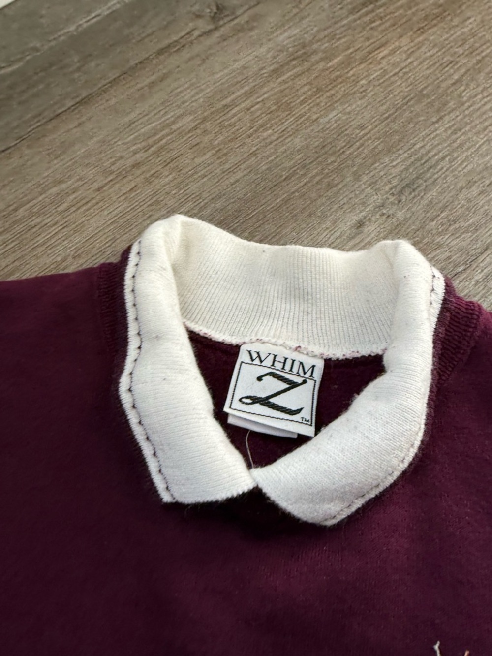 VTG JERZEES Grandma Bird Sweater Retro Cottage Core Burgundy White Size L - Picture 4 of 8